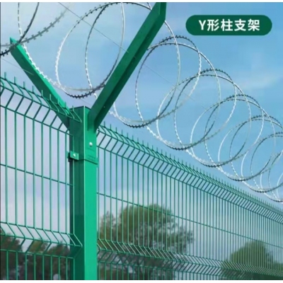 防护网钢丝网Y型预埋立柱 刀片刺网护栏 防盗防攀爬 高1.5m*长3m*丝粗5mm